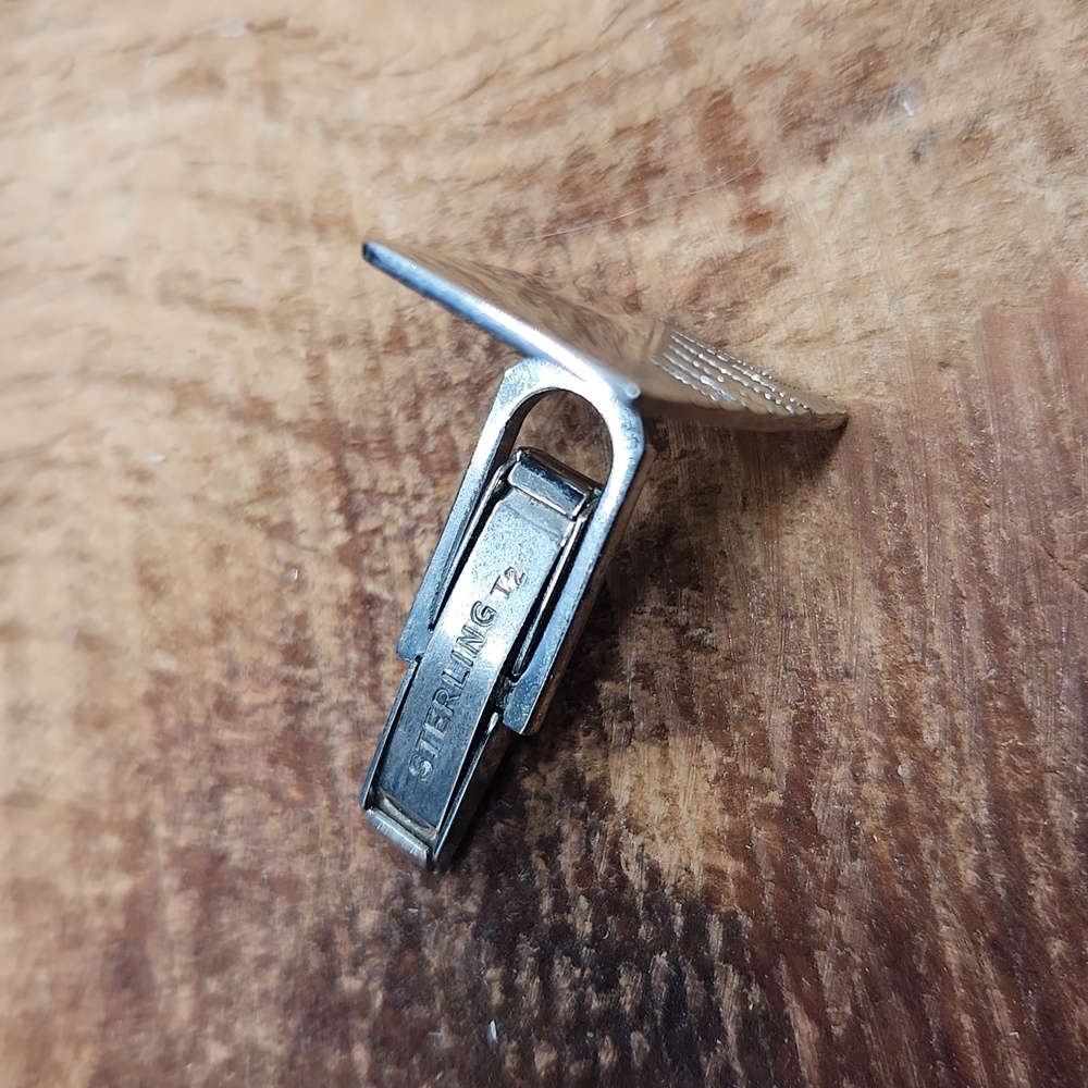 Vintage Etched Sterling Silver Rectangular Cuff L… - image 3